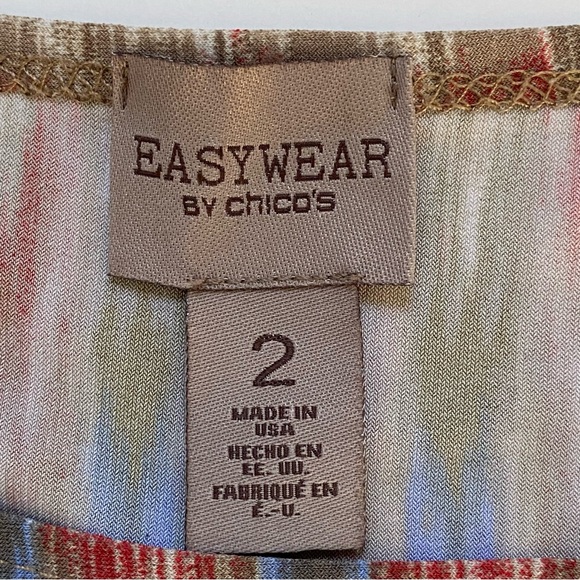 Chico's Easy wear Tank Top Size 2 12 Sleeveless Blouse Aztec Geometric Red Blue - Picture 15 of 15